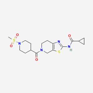 molecular formula C17H24N4O4S2 B6495726 Cyclopropanecarboxamide, N-[4,5,6,7-tetrahydro-5-[[1-(methylsulfonyl)-4-piperidinyl]carbonyl]thiazolo[5,4-c]pyridin-2-yl]- CAS No. 1351620-48-8