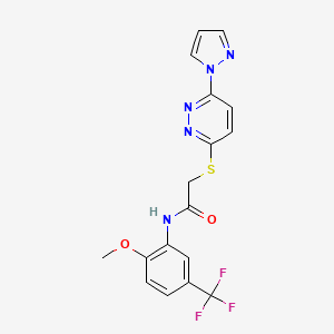 molecular formula C17H14F3N5O2S B6496281 Acetamide, N-[2-methoxy-5-(trifluoromethyl)phenyl]-2-[[6-(1H-pyrazol-1-yl)-3-pyridazinyl]thio]- CAS No. 1351648-51-5