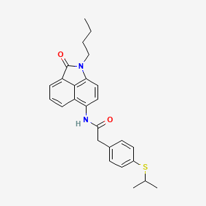 molecular formula C26H28N2O2S B6496348 N-{2-butyl-3-oxo-2-azatricyclo[6.3.1.0^{4,12}]dodeca-1(11),4,6,8(12),9-pentaen-9-yl}-2-[4-(propan-2-ylsulfanyl)phenyl]acetamide CAS No. 955543-98-3