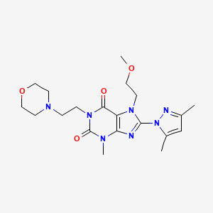 molecular formula C20H29N7O4 B6496997 8-(3,5-Dimethylpyrazolyl)-7-(2-methoxyethyl)-3-methyl-1-(2-morpholin-4-ylethyl)-1,3,7-trihydropurine-2,6-dione CAS No. 1014050-93-1