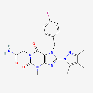 2-{7-[(4-fluorophenyl)methyl]-3-methyl-2,6-dioxo-8-(3,4,5-trimethyl-1H-pyrazol-1-yl)-2,3,6,7-tetrahydro-1H-purin-1-yl}acetamide