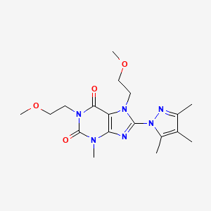 1,7-bis(2-methoxyethyl)-3-methyl-8-(3,4,5-trimethyl-1H-pyrazol-1-yl)-2,3,6,7-tetrahydro-1H-purine-2,6-dione