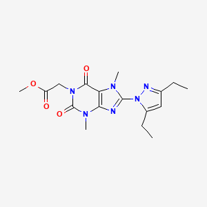 molecular formula C17H22N6O4 B6497054 methyl 2-(8-(3,5-diethyl-1H-pyrazol-1-yl)-3,7-dimethyl-2,6-dioxo-2,3,6,7-tetrahydro-1H-purin-1-yl)acetate CAS No. 1014031-26-5