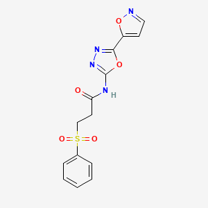 3-(benzenesulfonyl)-N-[5-(1,2-oxazol-5-yl)-1,3,4-oxadiazol-2-yl]propanamide