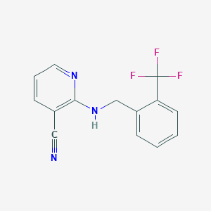 molecular formula C14H10F3N3 B6497292 2-({[2-(trifluoromethyl)phenyl]methyl}amino)pyridine-3-carbonitrile CAS No. 1455240-26-2
