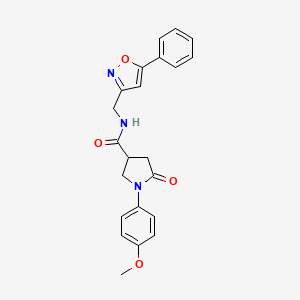 molecular formula C22H21N3O4 B6497542 1-(4-methoxyphenyl)-5-oxo-N-[(5-phenyl-1,2-oxazol-3-yl)methyl]pyrrolidine-3-carboxamide CAS No. 946262-47-1