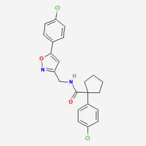 molecular formula C22H20Cl2N2O2 B6497581 1-(4-chlorophenyl)-N-{[5-(4-chlorophenyl)-1,2-oxazol-3-yl]methyl}cyclopentane-1-carboxamide CAS No. 953180-40-0