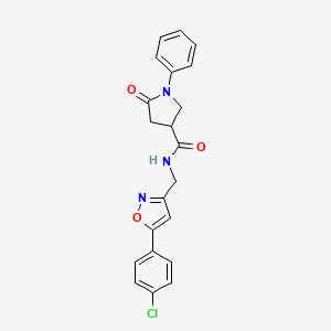 N-{[5-(4-chlorophenyl)-1,2-oxazol-3-yl]methyl}-5-oxo-1-phenylpyrrolidine-3-carboxamide
