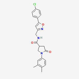 molecular formula C23H22ClN3O3 B6497591 N-{[5-(4-chlorophenyl)-1,2-oxazol-3-yl]methyl}-1-(3,4-dimethylphenyl)-5-oxopyrrolidine-3-carboxamide CAS No. 952963-27-8