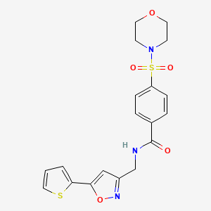 4-(morpholine-4-sulfonyl)-N-{[5-(thiophen-2-yl)-1,2-oxazol-3-yl]methyl}benzamide