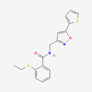 2-(ethylsulfanyl)-N-{[5-(thiophen-2-yl)-1,2-oxazol-3-yl]methyl}benzamide