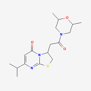 3-[2-(2,6-dimethylmorpholin-4-yl)-2-oxoethyl]-7-(propan-2-yl)-2H,3H,5H-[1,3]thiazolo[3,2-a]pyrimidin-5-one
