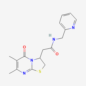 2-{6,7-dimethyl-5-oxo-2H,3H,5H-[1,3]thiazolo[3,2-a]pyrimidin-3-yl}-N-[(pyridin-2-yl)methyl]acetamide
