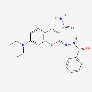 (2E)-7-(diethylamino)-2-[(phenylformamido)imino]-2H-chromene-3-carboxamide