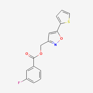 [5-(thiophen-2-yl)-1,2-oxazol-3-yl]methyl 3-fluorobenzoate