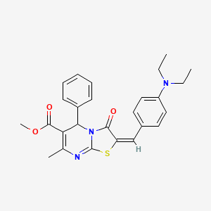 molecular formula C26H27N3O3S B6498045 methyl (2E)-2-{[4-(diethylamino)phenyl]methylidene}-7-methyl-3-oxo-5-phenyl-2H,3H,5H-[1,3]thiazolo[3,2-a]pyrimidine-6-carboxylate CAS No. 358352-66-6