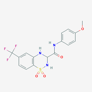 molecular formula C16H14F3N3O4S B6498123 N-(4-methoxyphenyl)-1,1-dioxo-6-(trifluoromethyl)-3,4-dihydro-2H-1lambda6,2,4-benzothiadiazine-3-carboxamide CAS No. 941939-76-0