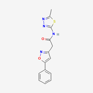 molecular formula C14H12N4O2S B6498237 N-(5-methyl-1,3,4-thiadiazol-2-yl)-2-(5-phenyl-1,2-oxazol-3-yl)acetamide CAS No. 953152-71-1