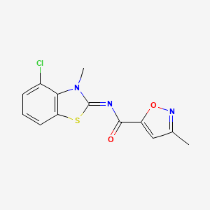 molecular formula C13H10ClN3O2S B6498535 N-[(2E)-4-chloro-3-methyl-2,3-dihydro-1,3-benzothiazol-2-ylidene]-3-methyl-1,2-oxazole-5-carboxamide CAS No. 953235-89-7