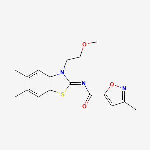 molecular formula C17H19N3O3S B6498542 N-[(2E)-3-(2-methoxyethyl)-5,6-dimethyl-2,3-dihydro-1,3-benzothiazol-2-ylidene]-3-methyl-1,2-oxazole-5-carboxamide CAS No. 946206-26-4
