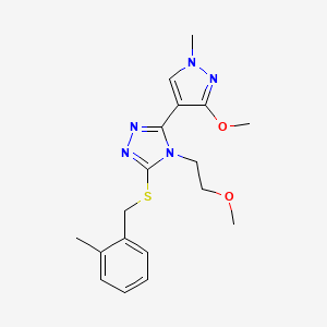 B6498616 3-(3-methoxy-1-methyl-1H-pyrazol-4-yl)-4-(2-methoxyethyl)-5-{[(2-methylphenyl)methyl]sulfanyl}-4H-1,2,4-triazole CAS No. 1014094-86-0