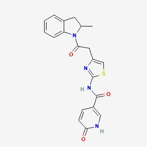 N-{4-[2-(2-methyl-2,3-dihydro-1H-indol-1-yl)-2-oxoethyl]-1,3-thiazol-2-yl}-6-oxo-1,6-dihydropyridine-3-carboxamide