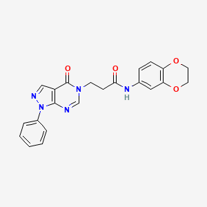 N-(2,3-dihydro-1,4-benzodioxin-6-yl)-3-{4-oxo-1-phenyl-1H,4H,5H-pyrazolo[3,4-d]pyrimidin-5-yl}propanamide