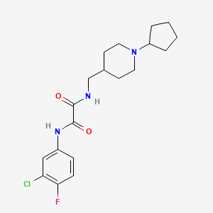molecular formula C19H25ClFN3O2 B6499147 N'-(3-chloro-4-fluorophenyl)-N-[(1-cyclopentylpiperidin-4-yl)methyl]ethanediamide CAS No. 952976-45-3