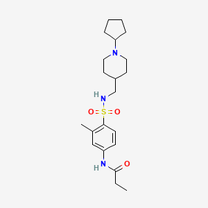 molecular formula C21H33N3O3S B6499331 N-(4-{[(1-cyclopentylpiperidin-4-yl)methyl]sulfamoyl}-3-methylphenyl)propanamide CAS No. 953260-04-3