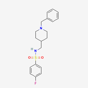 molecular formula C19H23FN2O2S B6499345 N-[(1-benzylpiperidin-4-yl)methyl]-4-fluorobenzene-1-sulfonamide CAS No. 953210-12-3