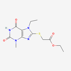 molecular formula C12H16N4O4S B6499983 ethyl 2-((7-ethyl-3-methyl-2,6-dioxo-2,3,6,7-tetrahydro-1H-purin-8-yl)thio)acetate CAS No. 303971-13-3
