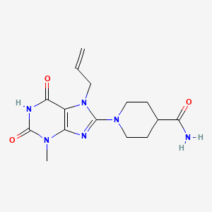 1-[3-methyl-2,6-dioxo-7-(prop-2-en-1-yl)-2,3,6,7-tetrahydro-1H-purin-8-yl]piperidine-4-carboxamide
