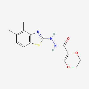 molecular formula C14H15N3O3S B6500342 N'-(4,5-dimethyl-1,3-benzothiazol-2-yl)-5,6-dihydro-1,4-dioxine-2-carbohydrazide CAS No. 851980-69-3