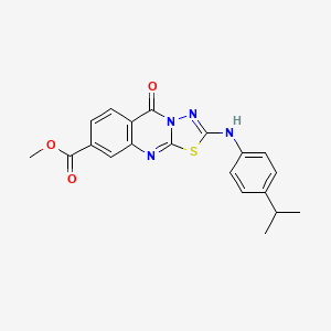 molecular formula C20H18N4O3S B6500648 methyl 5-oxo-2-{[4-(propan-2-yl)phenyl]amino}-5H-[1,3,4]thiadiazolo[2,3-b]quinazoline-8-carboxylate CAS No. 895641-28-8