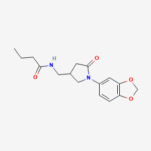 molecular formula C16H20N2O4 B6500707 N-{[1-(2H-1,3-benzodioxol-5-yl)-5-oxopyrrolidin-3-yl]methyl}butanamide CAS No. 955227-41-5