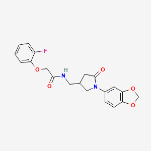 molecular formula C20H19FN2O5 B6500725 N-{[1-(2H-1,3-benzodioxol-5-yl)-5-oxopyrrolidin-3-yl]methyl}-2-(2-fluorophenoxy)acetamide CAS No. 954686-55-6
