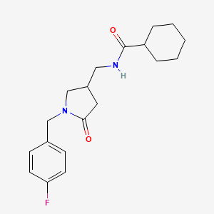 molecular formula C19H25FN2O2 B6500732 N-({1-[(4-fluorophenyl)methyl]-5-oxopyrrolidin-3-yl}methyl)cyclohexanecarboxamide CAS No. 954688-64-3