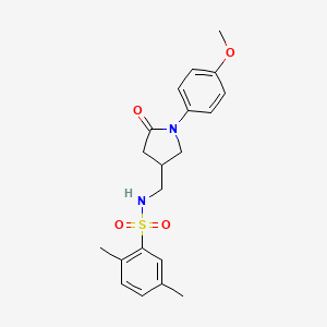 molecular formula C20H24N2O4S B6500757 N-{[1-(4-methoxyphenyl)-5-oxopyrrolidin-3-yl]methyl}-2,5-dimethylbenzene-1-sulfonamide CAS No. 954655-56-2