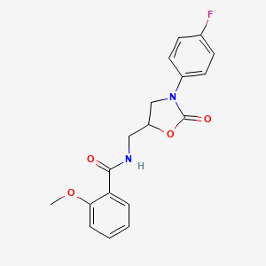 molecular formula C18H17FN2O4 B6500848 N-{[3-(4-fluorophenyl)-2-oxo-1,3-oxazolidin-5-yl]methyl}-2-methoxybenzamide CAS No. 955239-81-3