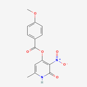 molecular formula C14H12N2O6 B6500868 6-methyl-3-nitro-2-oxo-1,2-dihydropyridin-4-yl 4-methoxybenzoate CAS No. 868679-57-6