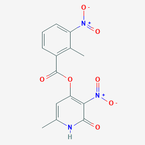 molecular formula C14H11N3O7 B6500880 6-methyl-3-nitro-2-oxo-1,2-dihydropyridin-4-yl 2-methyl-3-nitrobenzoate CAS No. 868679-92-9