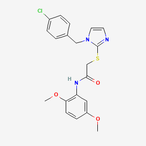 molecular formula C20H20ClN3O3S B6500913 2-({1-[(4-chlorophenyl)methyl]-1H-imidazol-2-yl}sulfanyl)-N-(2,5-dimethoxyphenyl)acetamide CAS No. 869346-79-2