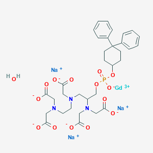 molecular formula C33H40GdN3Na3O15P B065020 Trisodium;2-[[2-[bis(carboxylatomethyl)amino]-3-[(4,4-diphenylcyclohexyl)oxy-oxidophosphoryl]oxypropyl]-[2-[bis(carboxylatomethyl)amino]ethyl]amino]acetate;gadolinium(3+);hydrate CAS No. 193901-90-5
