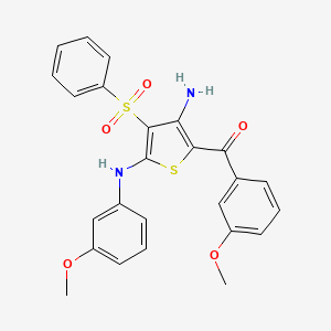 molecular formula C25H22N2O5S2 B6502018 Methanone, [3-amino-5-[(3-methoxyphenyl)amino]-4-(phenylsulfonyl)-2-thienyl](3-methoxyphenyl)- CAS No. 892299-27-3