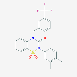 B6502040 2-(3,4-dimethylphenyl)-4-{[3-(trifluoromethyl)phenyl]methyl}-3,4-dihydro-2H-1lambda6,2,4-benzothiadiazine-1,1,3-trione CAS No. 893789-35-0