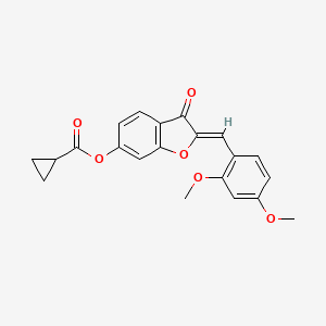 molecular formula C21H18O6 B6502365 (Z)-2-(2,4-dimethoxybenzylidene)-3-oxo-2,3-dihydrobenzofuran-6-yl cyclopropanecarboxylate CAS No. 858759-34-9