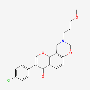 molecular formula C21H20ClNO4 B6502793 3-(4-chlorophenyl)-9-(3-methoxypropyl)-9,10-dihydrochromeno[8,7-e][1,3]oxazin-4(8H)-one CAS No. 946385-25-7