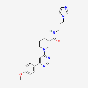molecular formula C23H28N6O2 B6502962 N-(3-(1H-imidazol-1-yl)propyl)-1-(6-(4-methoxyphenyl)pyrimidin-4-yl)piperidine-3-carboxamide CAS No. 1396794-11-8