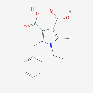 molecular formula C16H17NO4 B065030 1H-Pyrrole-3,4-dicarboxylic acid, 1-ethyl-2-methyl-5-(phenylmethyl)- CAS No. 162152-03-6