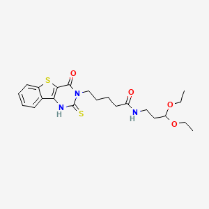 molecular formula C22H29N3O4S2 B6503807 N-(3,3-diethoxypropyl)-5-(4-oxo-2-thioxo-1,4-dihydro[1]benzothieno[3,2-d]pyrimidin-3(2H)-yl)pentanamide CAS No. 865656-82-2